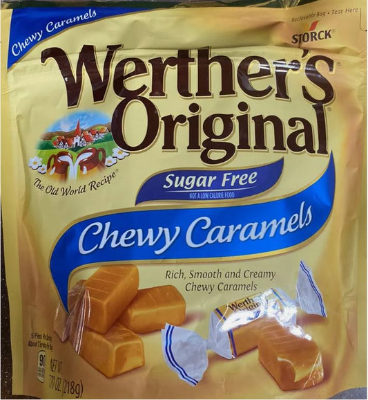 Werther’s Original SUGAR FREE CHEWY CARAMELS Candy Candies 7.7 oz Bag