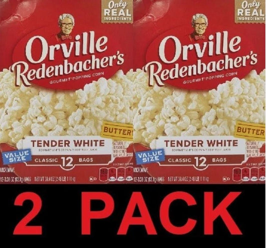 Orville Redenbacher’s Tender White BUTTERY Microwave Popcorn 12 Bags - 2 PACK