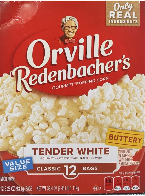 Orville Redenbacher’s Tender White BUTTERY Microwave Popcorn 12 Bags - 2 PACK