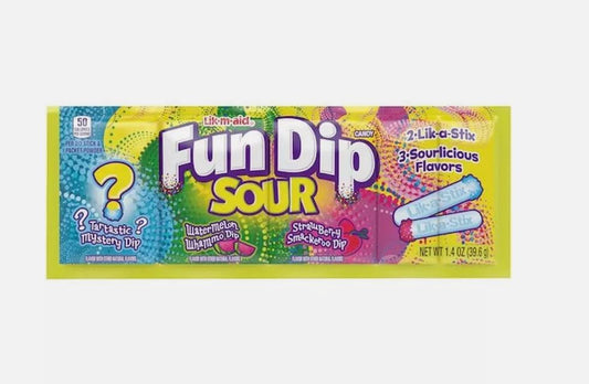 Fun Dip Sour 4 Packages Classic Lik M Aid Sticks
